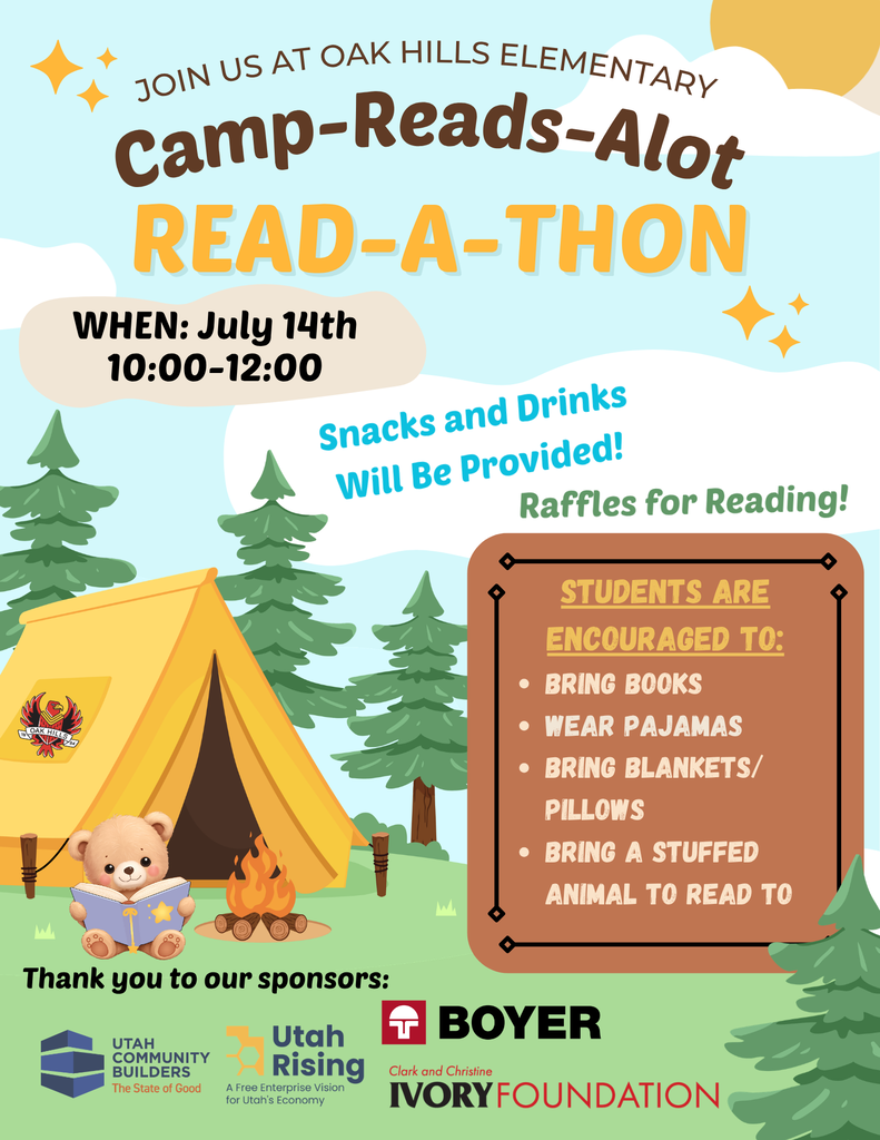 Summer Read-a-thon flyer for July 14th from 10-12.  Snacks and Drinks will be provided