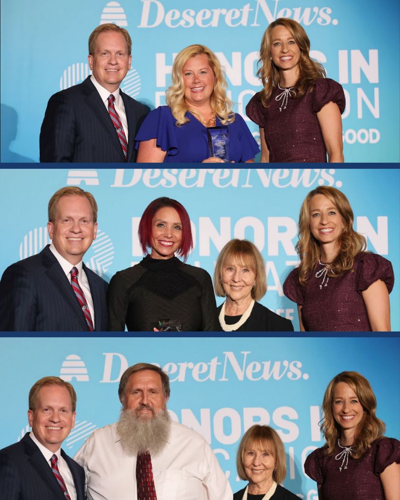 Photos of our admin with first lady Abby Cox and others being awarded the Show Up for Teachers Award.