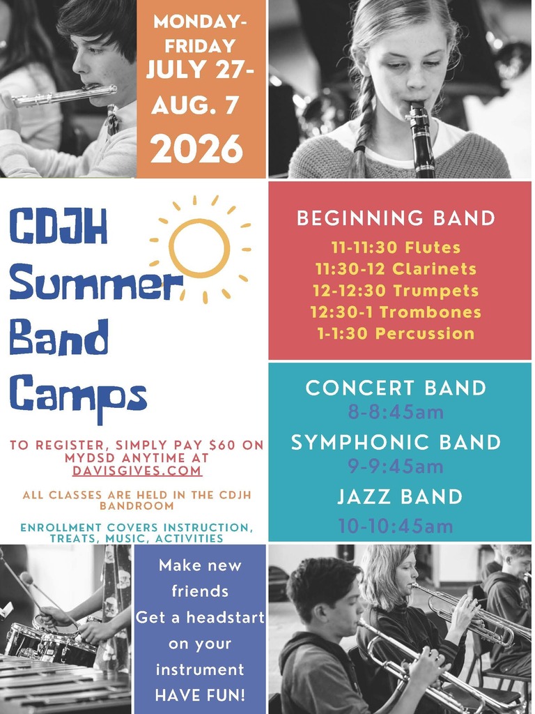 CDJH Summer Band Camps July 27 - August 7 2026