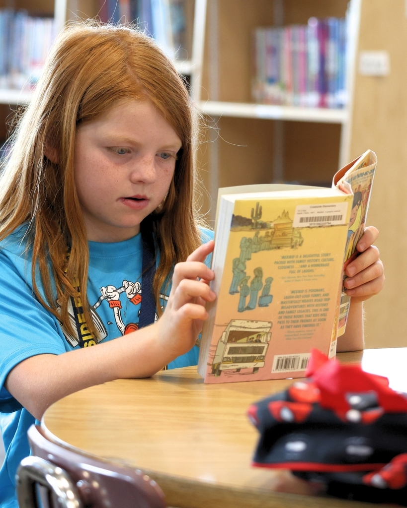 A student reading a book.