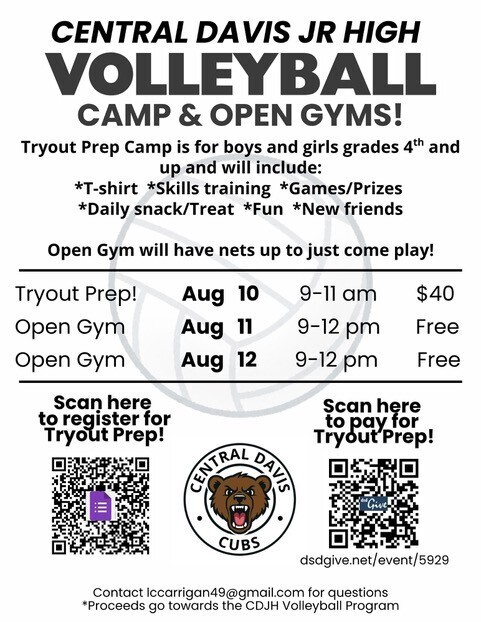 CDJH Volleyball Camp and Open Gym August 10-12
