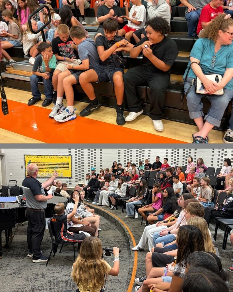 New students gather in the choir room to speak with a panel of current students