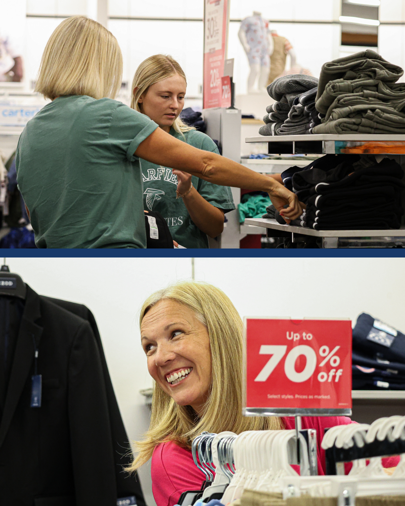 People happily shopping.