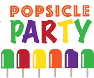 Popsicle party with illustrated popsicles drawn below the words.