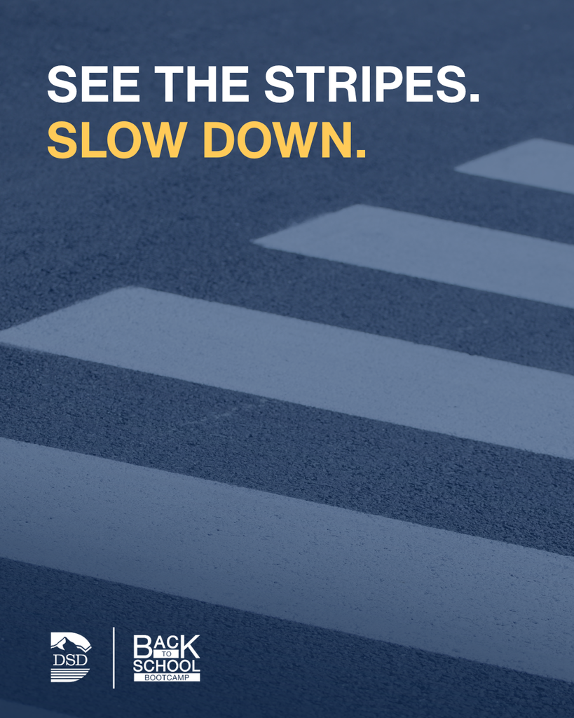 See the stripes. Slow Down. A crosswalk. 