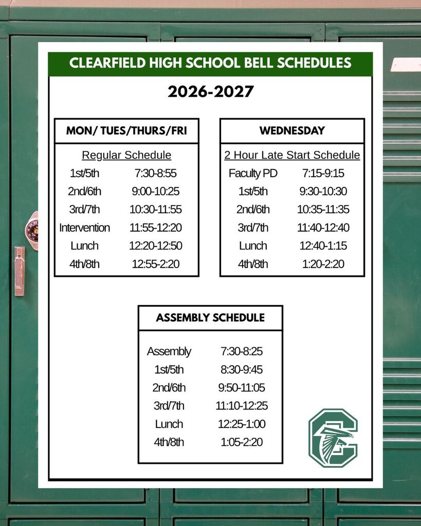 Clearfield High 2026-27 Bell Schedule