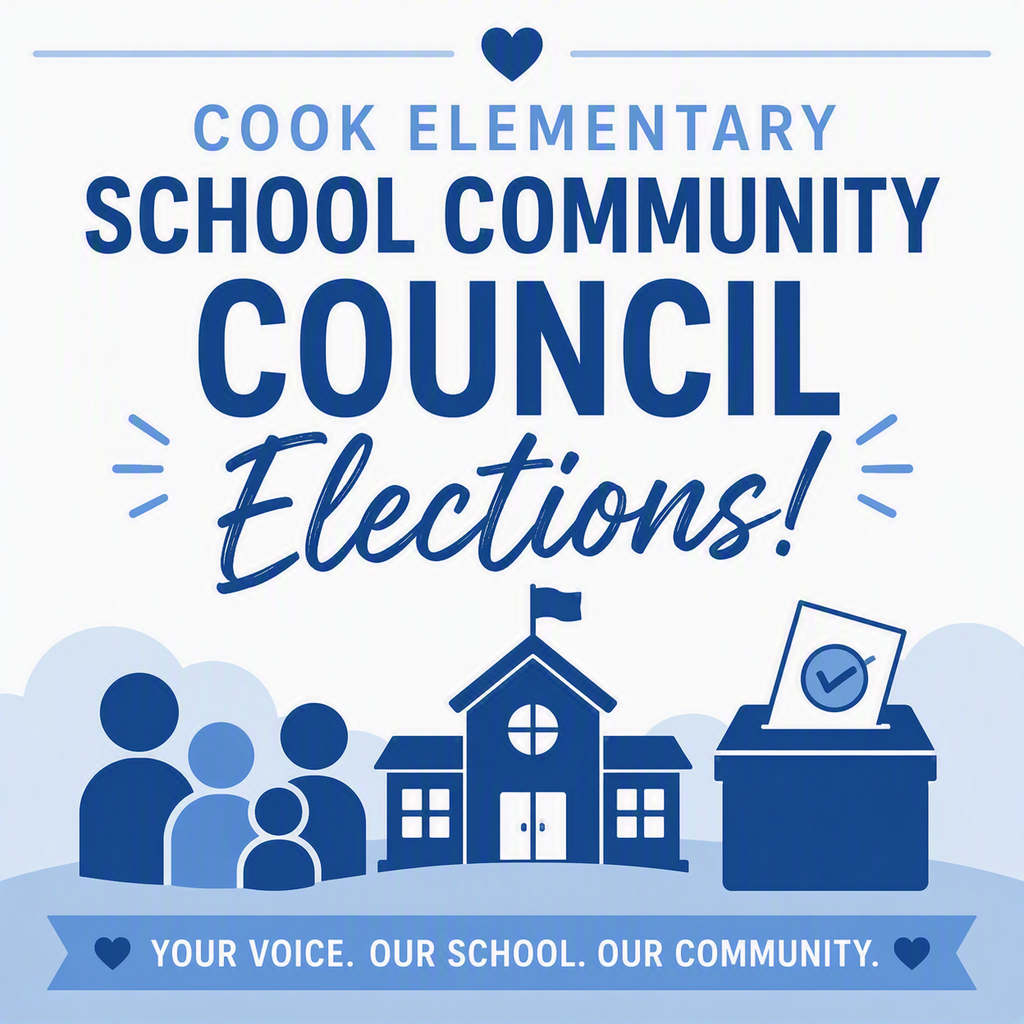 Blue School with the words School Community Council Elections