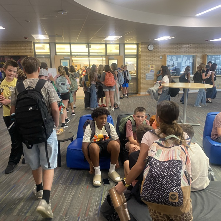 Students gathering in the commons