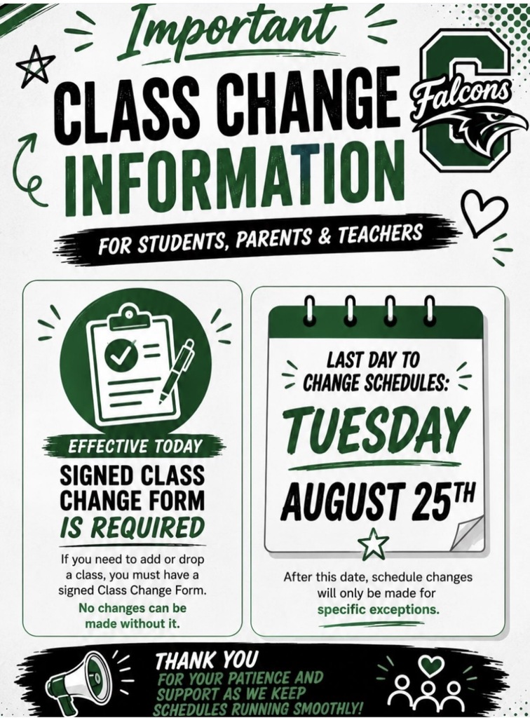Last day to change schedules is Tuesday, August 25th