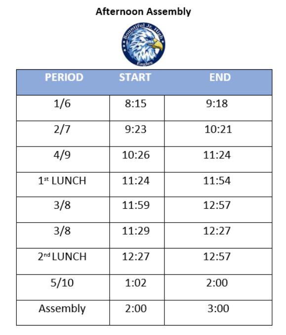 Assembly Schedule for Tuesday,  Aug 25, 2026