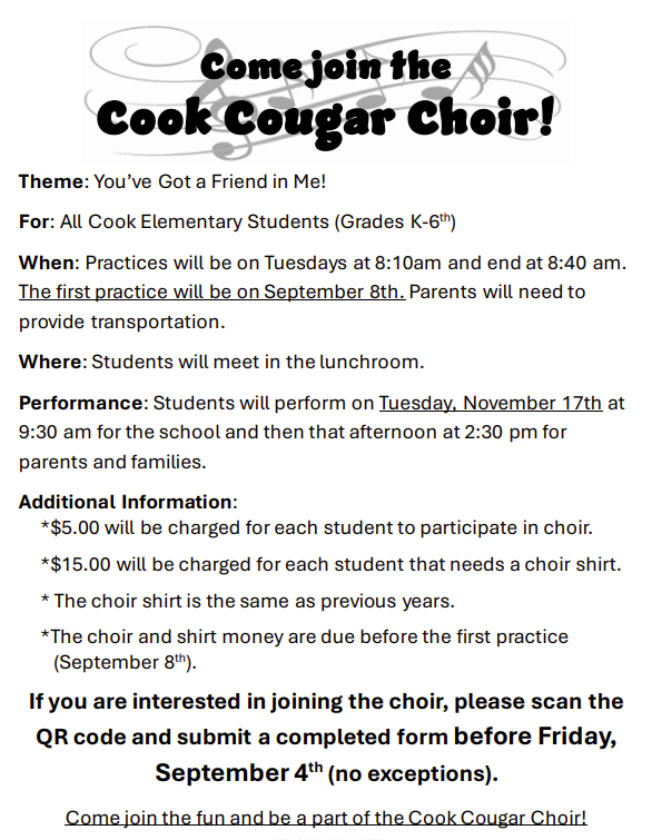 Cook Cougar Choir Invite