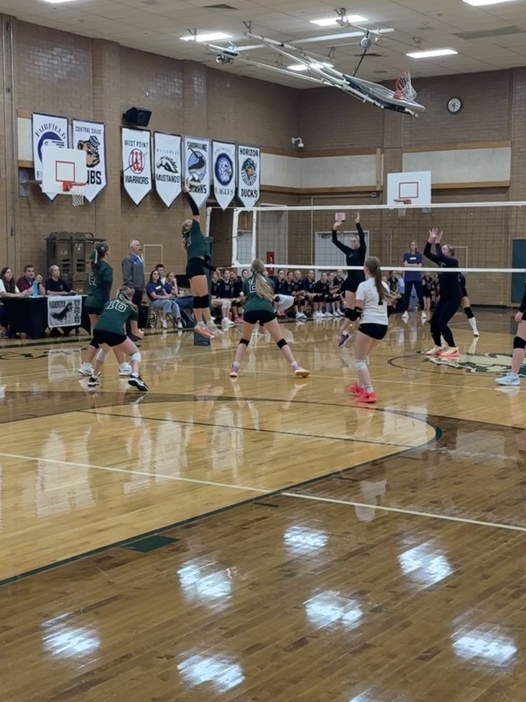 Girl returning the volleyball. 