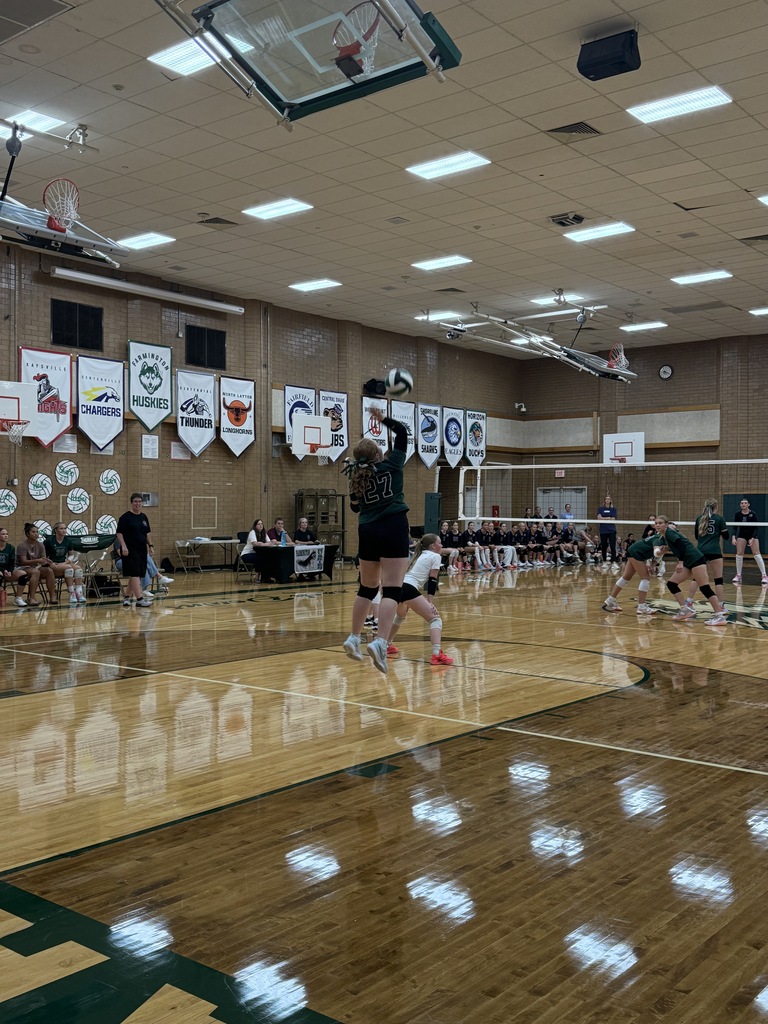 Student serving a volleyball. 