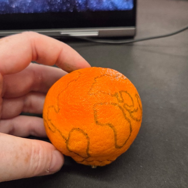 orange with the world on it