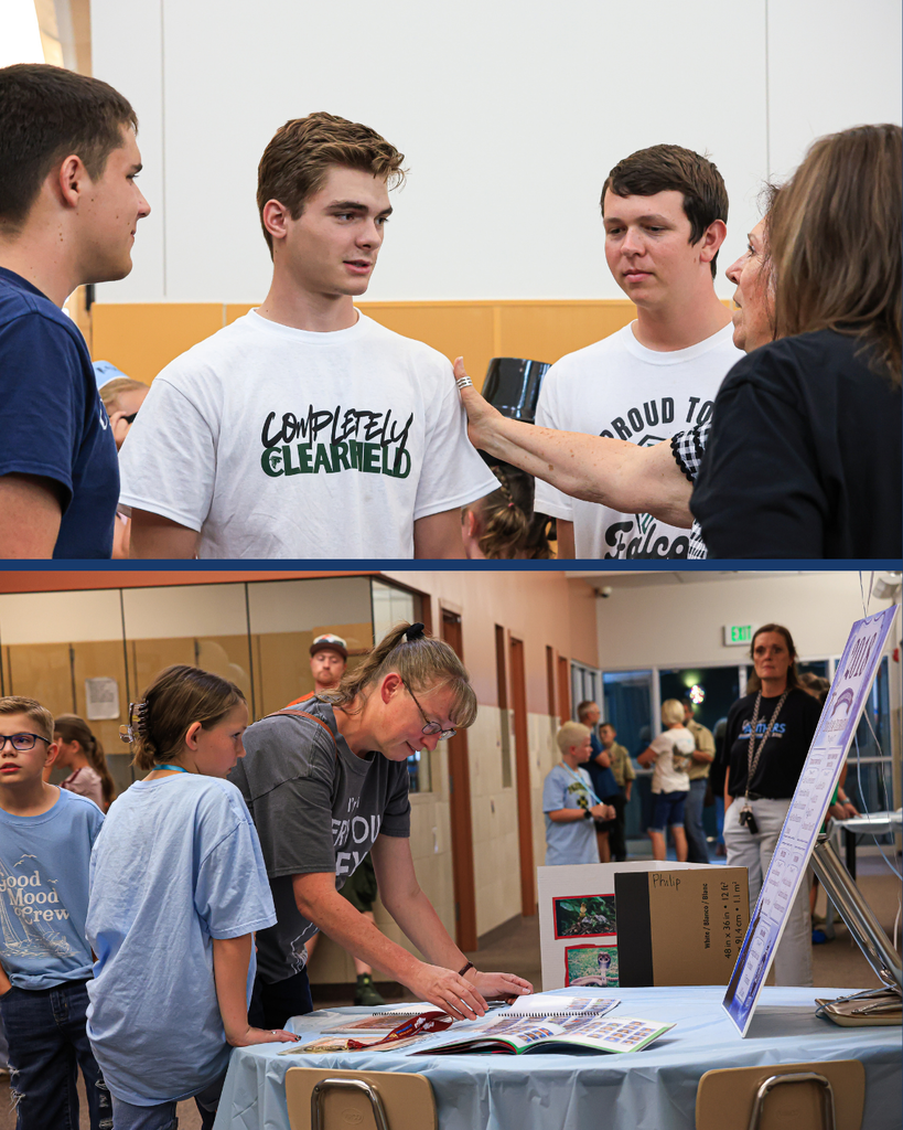 A collage of two photos of families interacting during a the Parkside 20th Anniversary celebration.