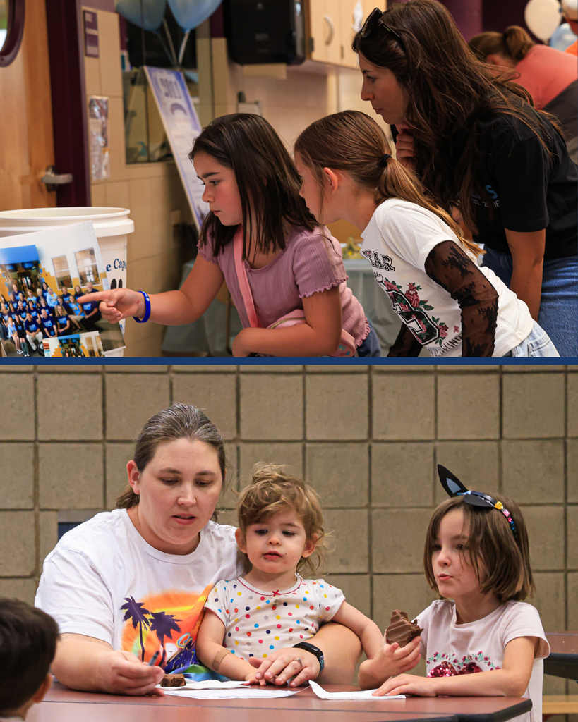 A collage of two photos of families interacting during a the Parkside 20th Anniversary celebration.