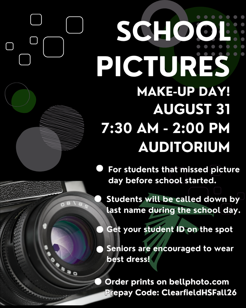 School Picture Make Up Day, Monday August 31st in the auditorium