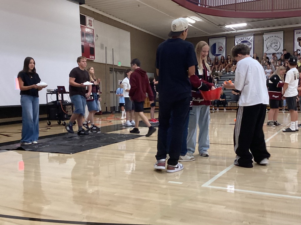 Pictures of students at back to school assembly playing games