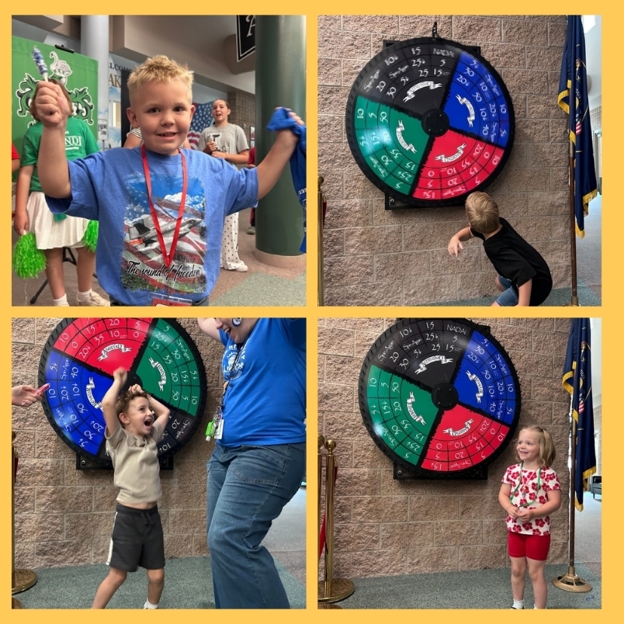 Students spin the house wheel..