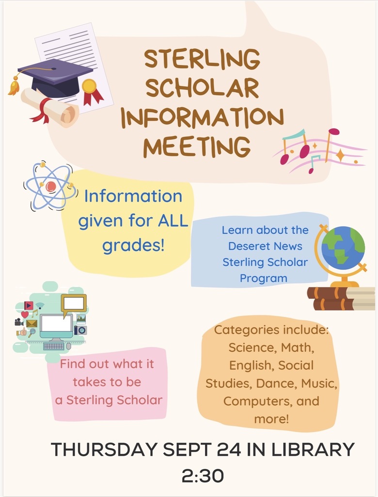 Sterlin Scholar Information Meeting Thursday Sept 24th at 2:30pm in library