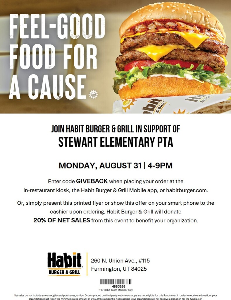 Habit Burger flyer for spirit night