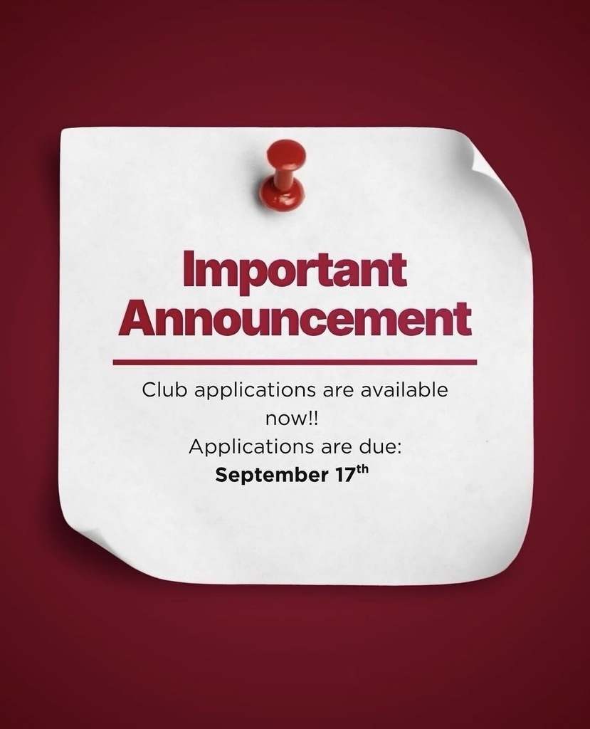 Club Applications are available now and due by September 17th.