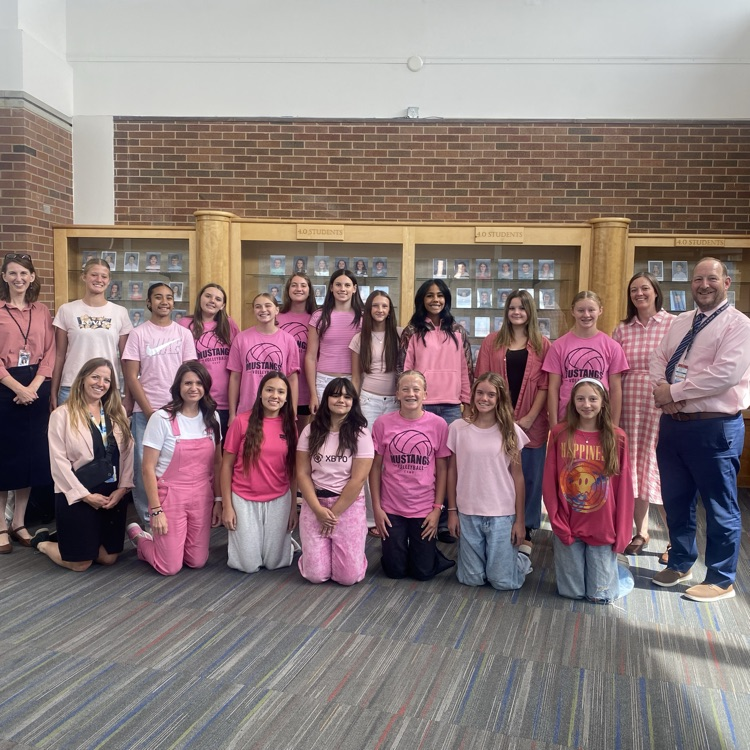 Girls Volleyball team wearing pink