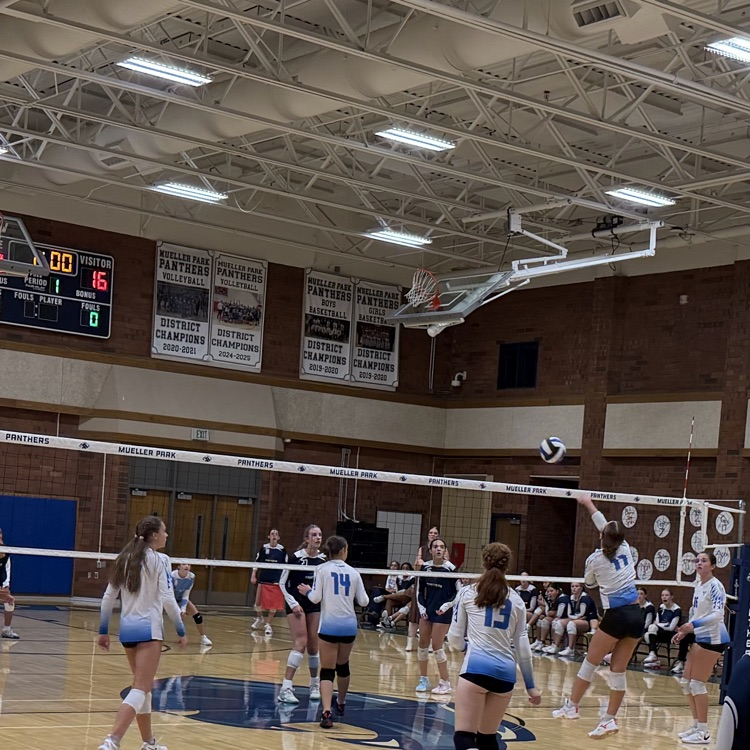 students playing volleyball