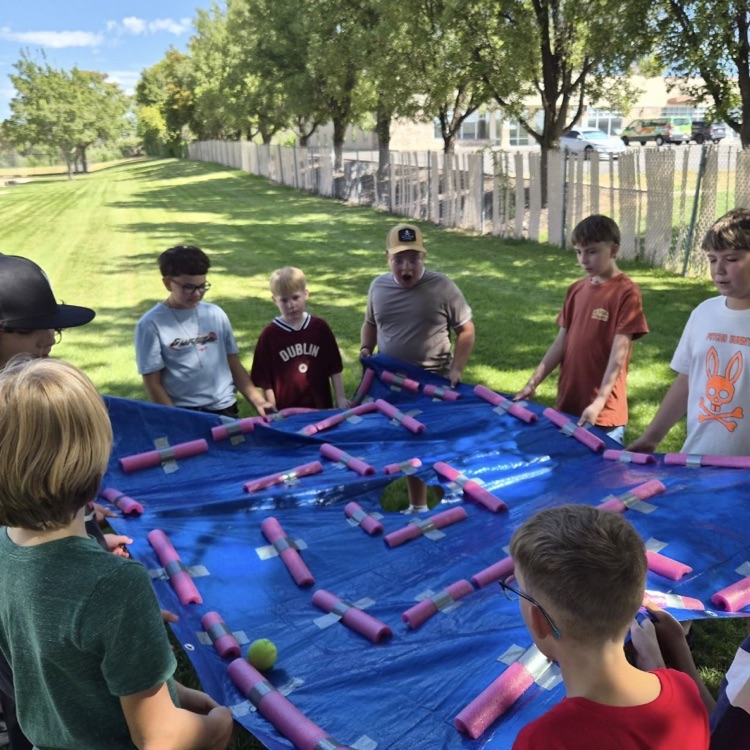 6th graders on first day of school playing games while building class community 