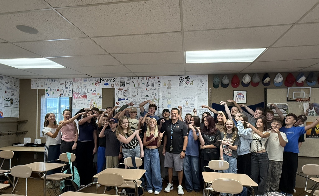 Mr. Barber with his students for being September’s Teacher of the Month. 