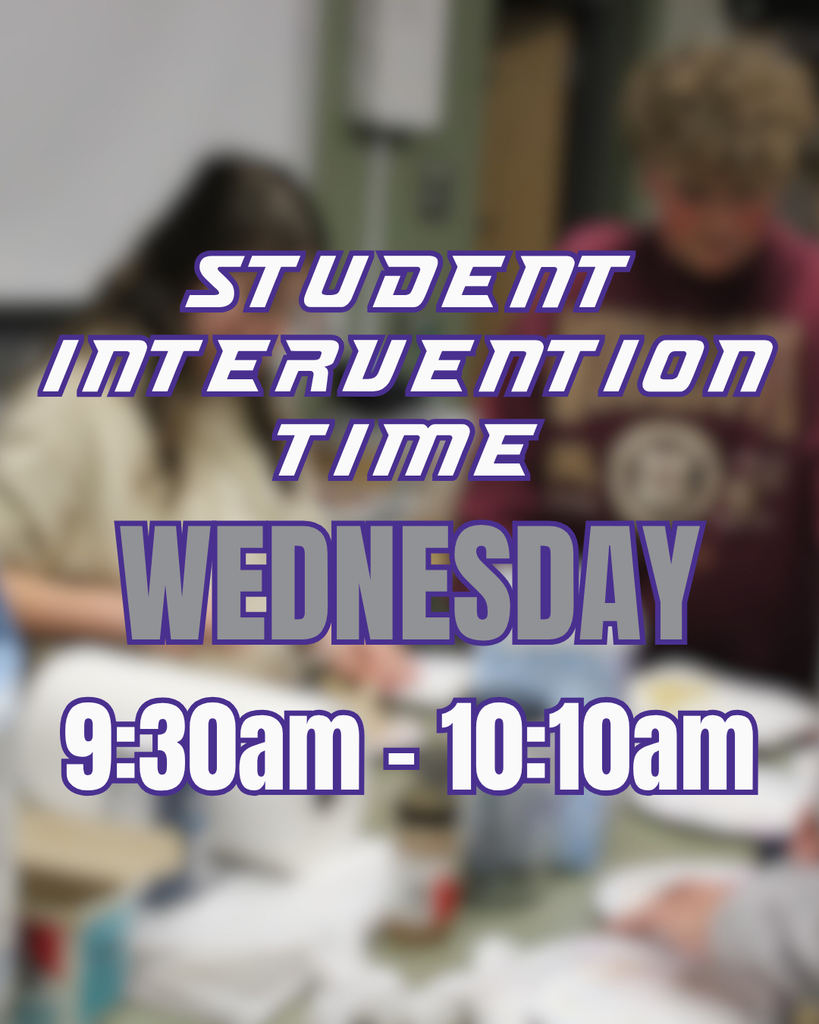 student intervention wednesdays 9:30am to 10:10 am