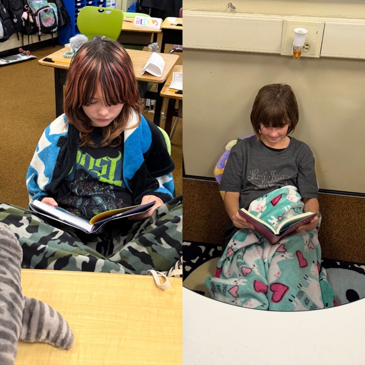 5th graders enjoying an earned pajama and reading party