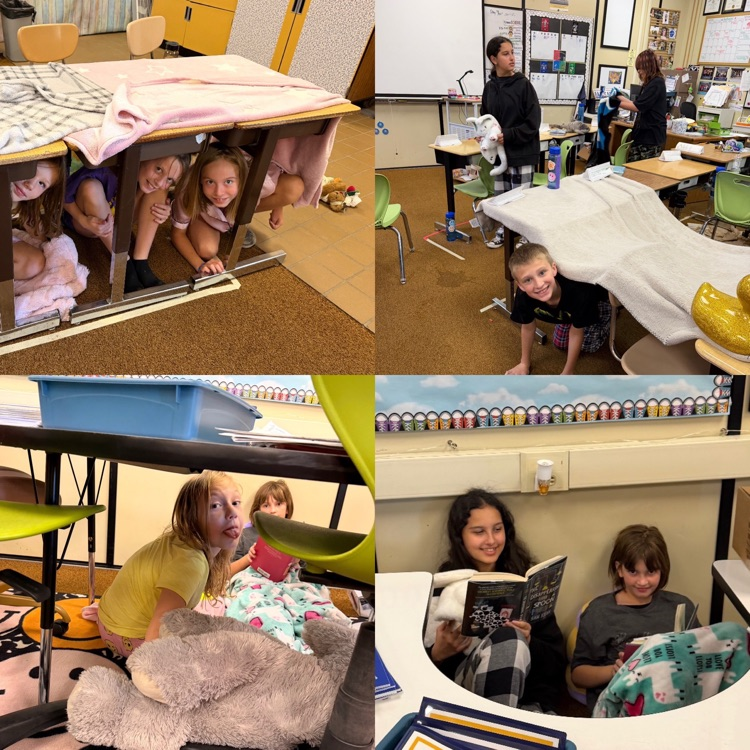 5th graders enjoying an earned pajama and reading party