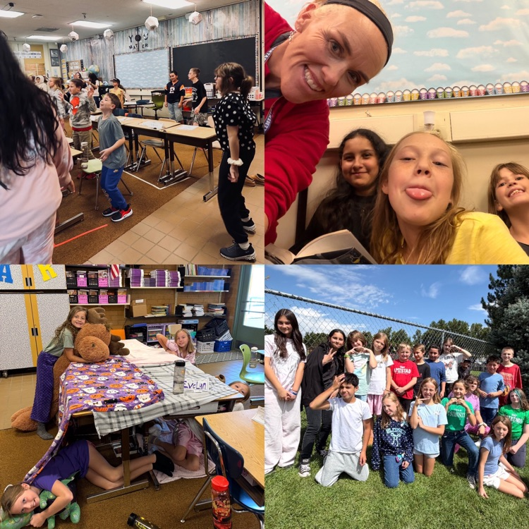 5th graders enjoying an earned pajama and reading party
