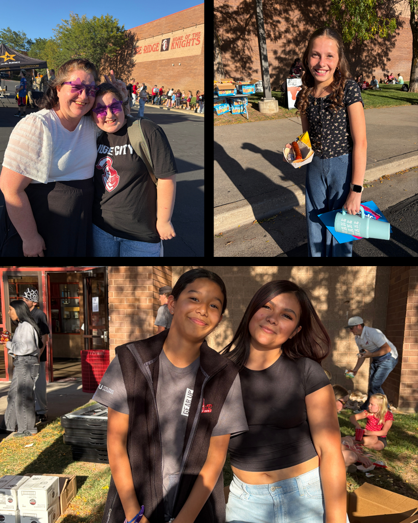 different groups of students gather at the High School for a community event. Passing out food, getting sunglasses and grabbing hot dogs.
