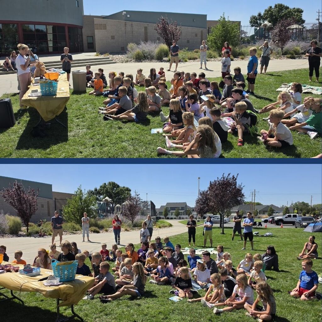 Students gather to hear stories and eat a s'more treat.