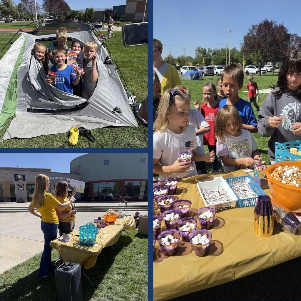 Students gather to hear stories and eat a s'more treat.