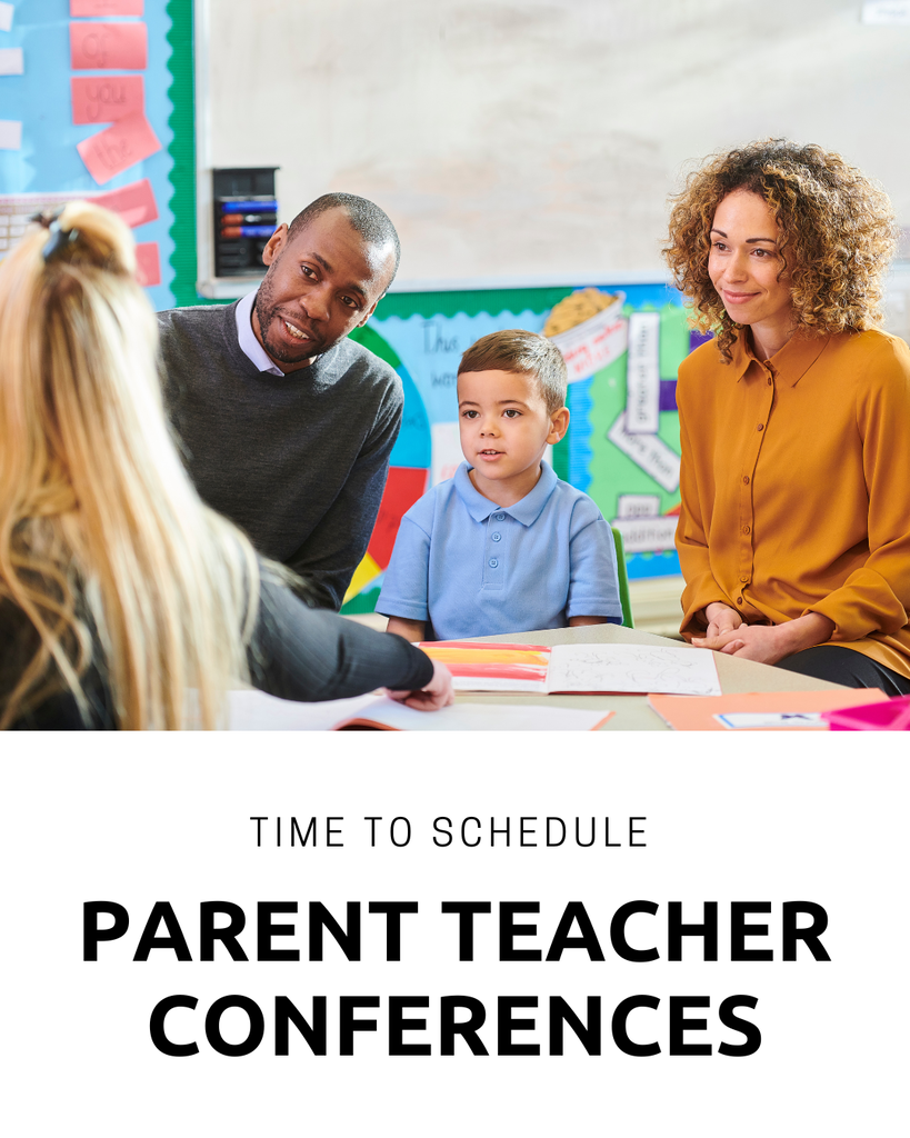 parents and a student sit with a teacher at a table