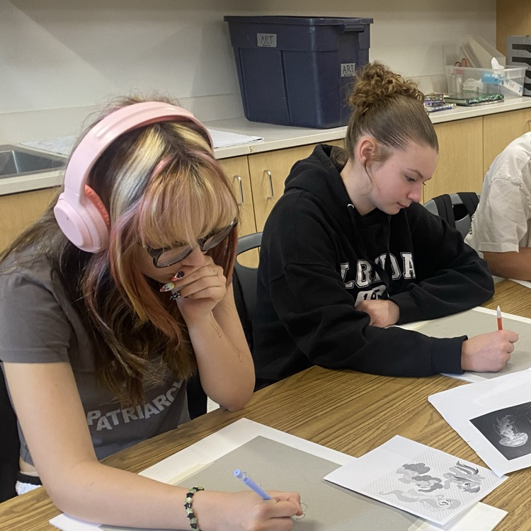 students drawing