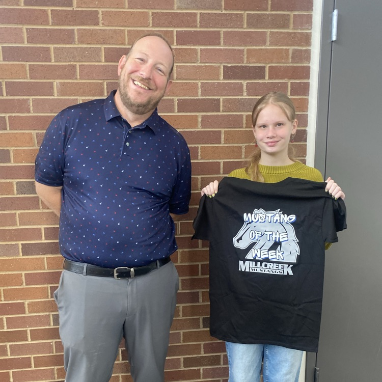 Principal Hansen and student Mustang of the Week