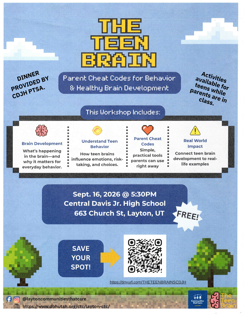 The Teen Brain flyer workshop Sep 16 at 5:30pm