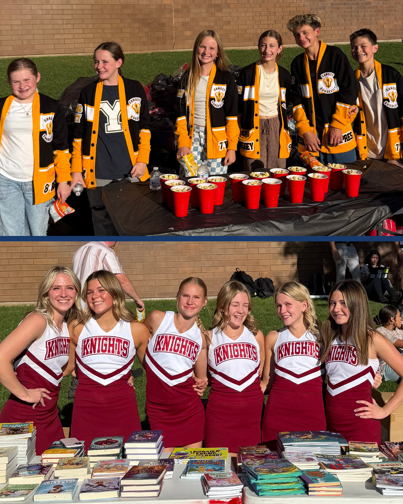 Northridge High Cheerleaders and Sunset Junior High SBOs smiling.