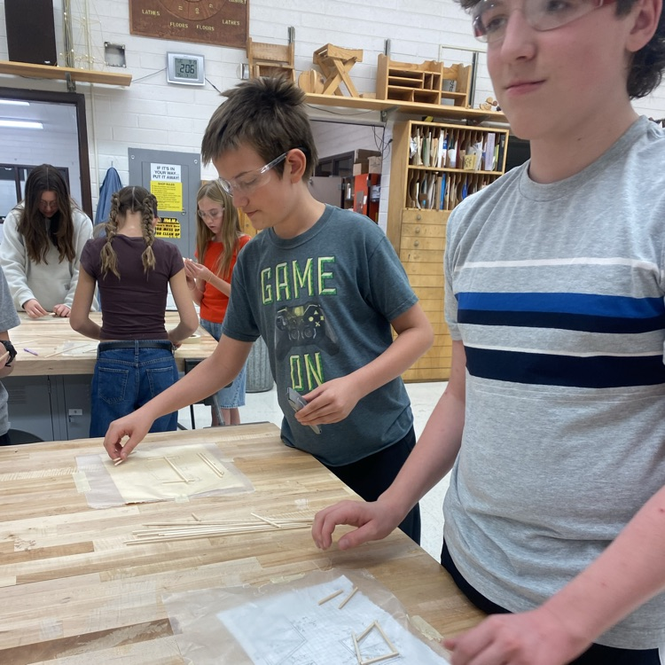 students building bridges