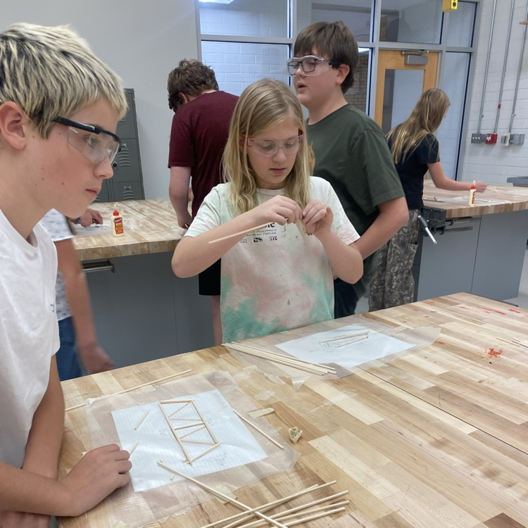 students building bridges
