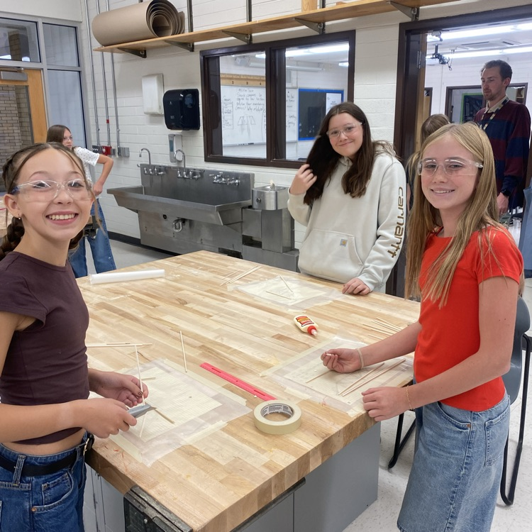 students building bridges