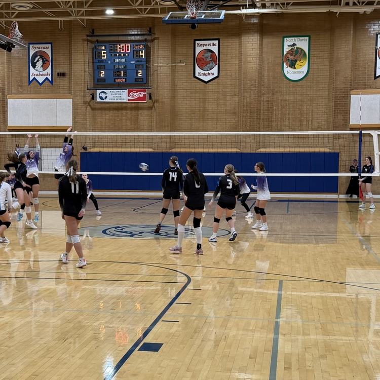 students playing volleyball