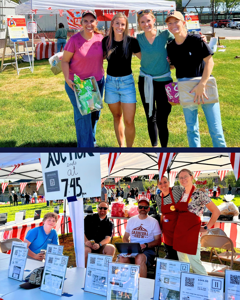 PTO Volunteers and silent auction volunteers pose for a photo