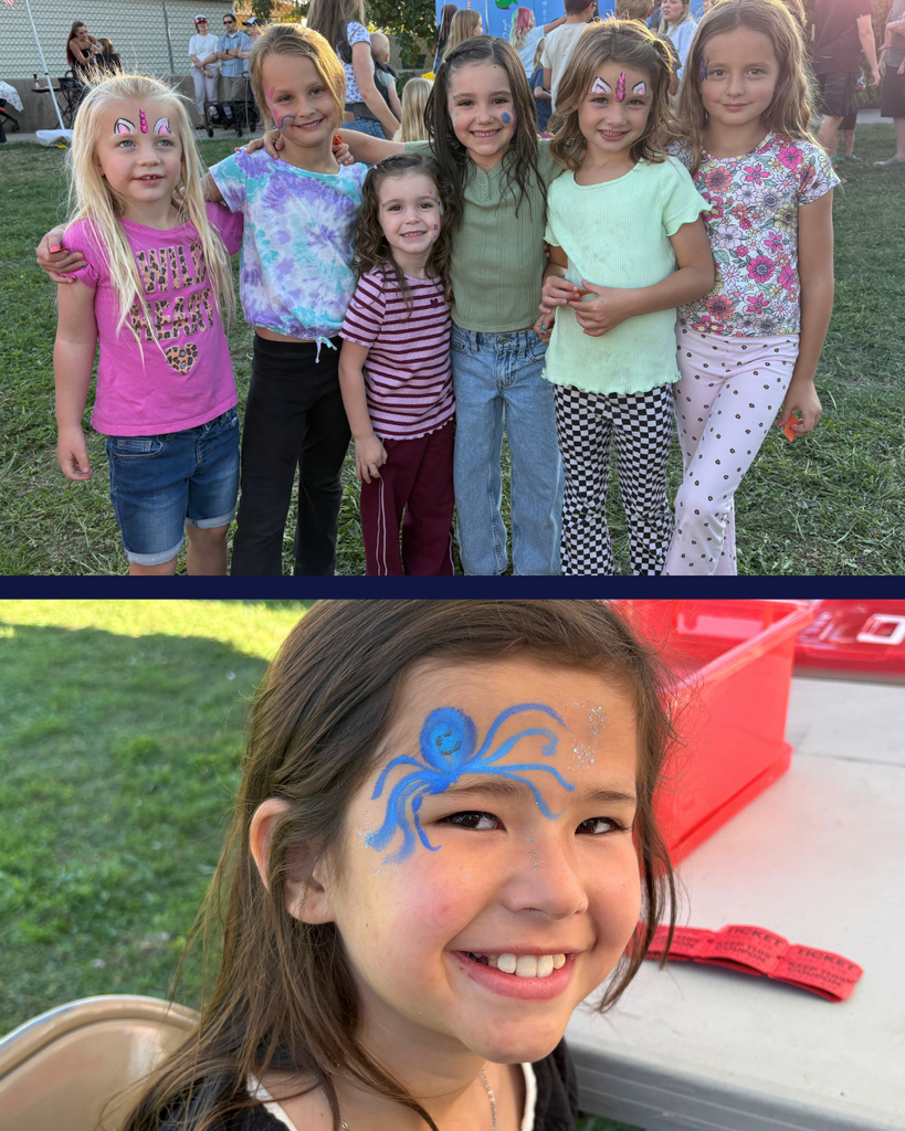 a group of students show of carnival face painting