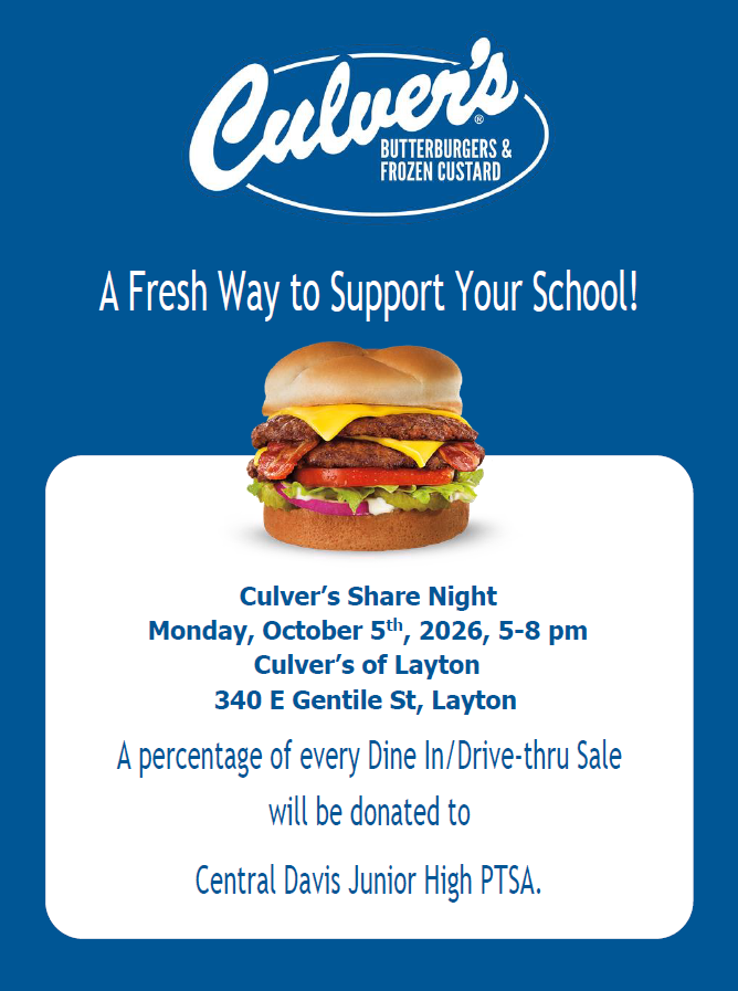 Culvers Night Octboer 5 5-8pm
