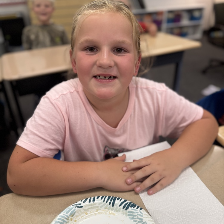 student with pancake